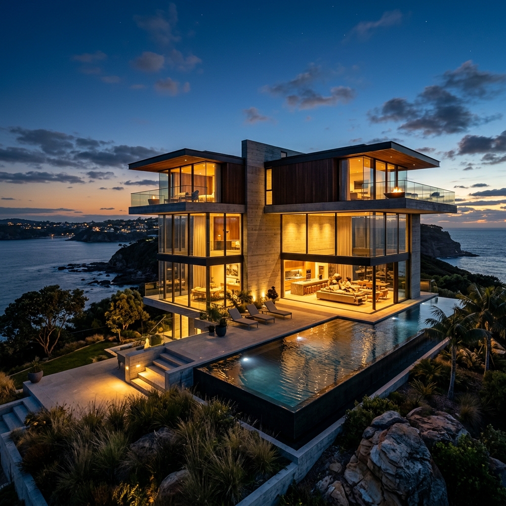 High-Definition 3D luxury modern villa architectural render
